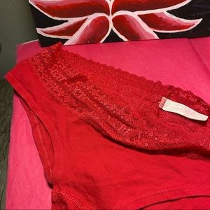 VS Red Lace Panties Large